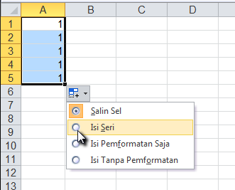 Copy-and-drag number autofill options